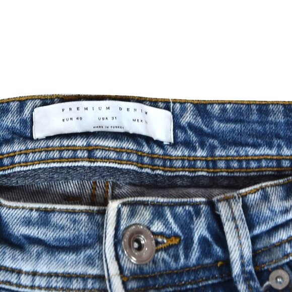 Zara Man Premium Denim Jeans Size 31 x 31 Distressed Wash Straight Fit Rugged - Picture 4 of 10